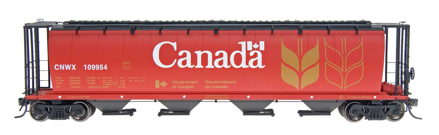 HO Cylindrical Covered Hopper - Trough Hatch - Red Canada CNWX