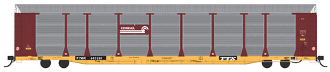 N Scale Bi-Level Auto Rack - Conrail No Quality Logo on TTGX Flat Car