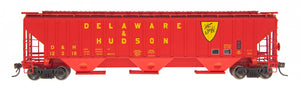 N 4750 Cubic Foot Rib-Sided 3-Bay Hopper - Delaware & Hudson