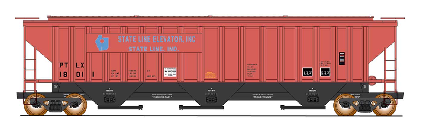 N 4750 Cubic Foot Rib-Sided 3-Bay Hopper - State Line Elevator