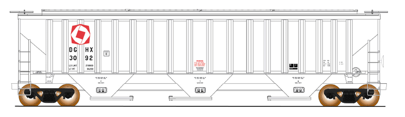 HO 4750 Cubic Foot Rib-Sided 3-Bay Hopper - DGHX
