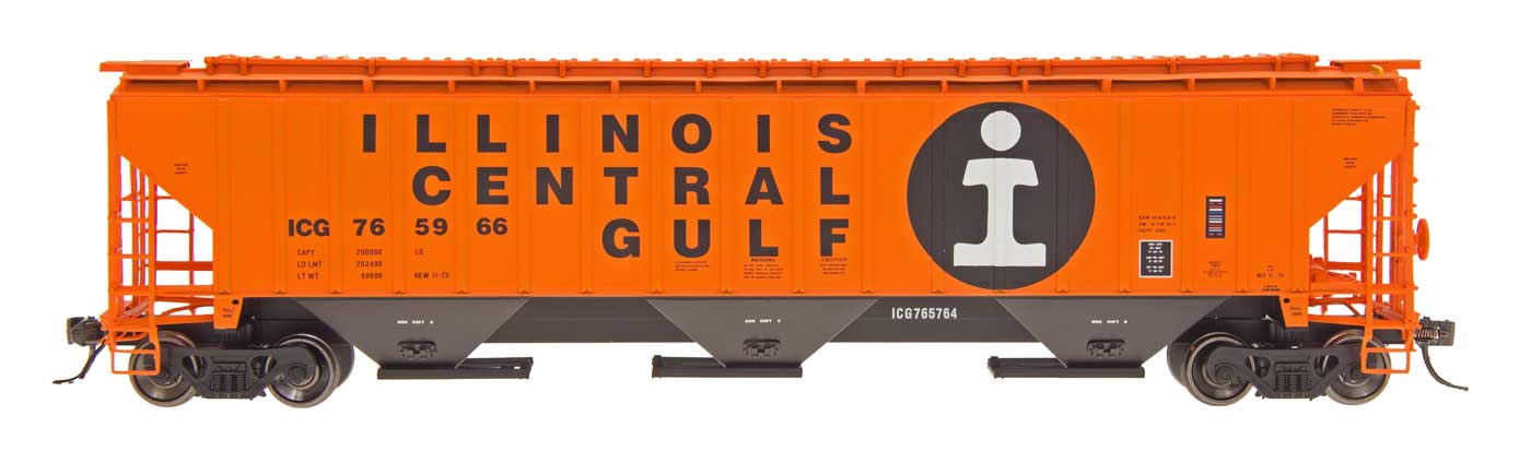 HO 4750 Cubic Foot Rib-Sided 3-Bay Hopper - Illinois Central Gulf