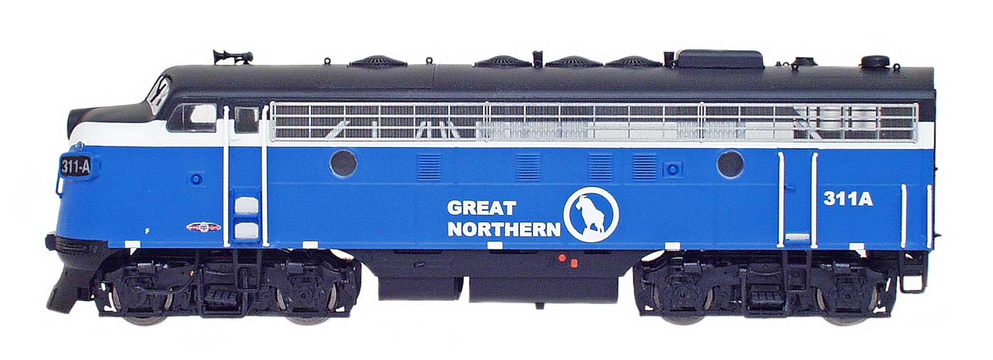 N EMD F7A Locomotive - Great Northern - Big Sky Blue