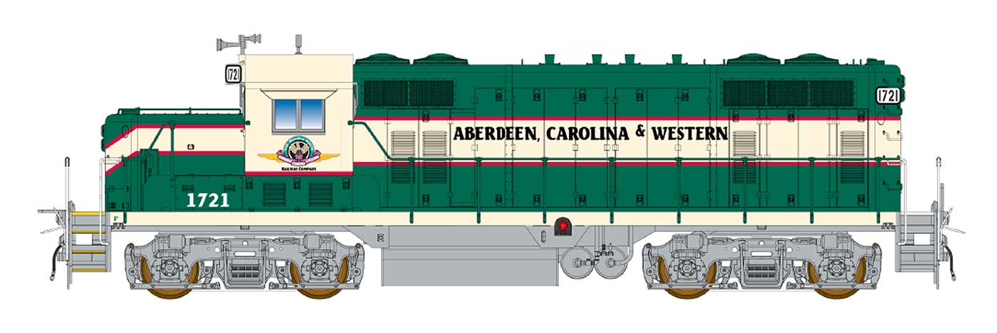 HO GP16 Locomotive - Aberdeen, Carolina & Western
