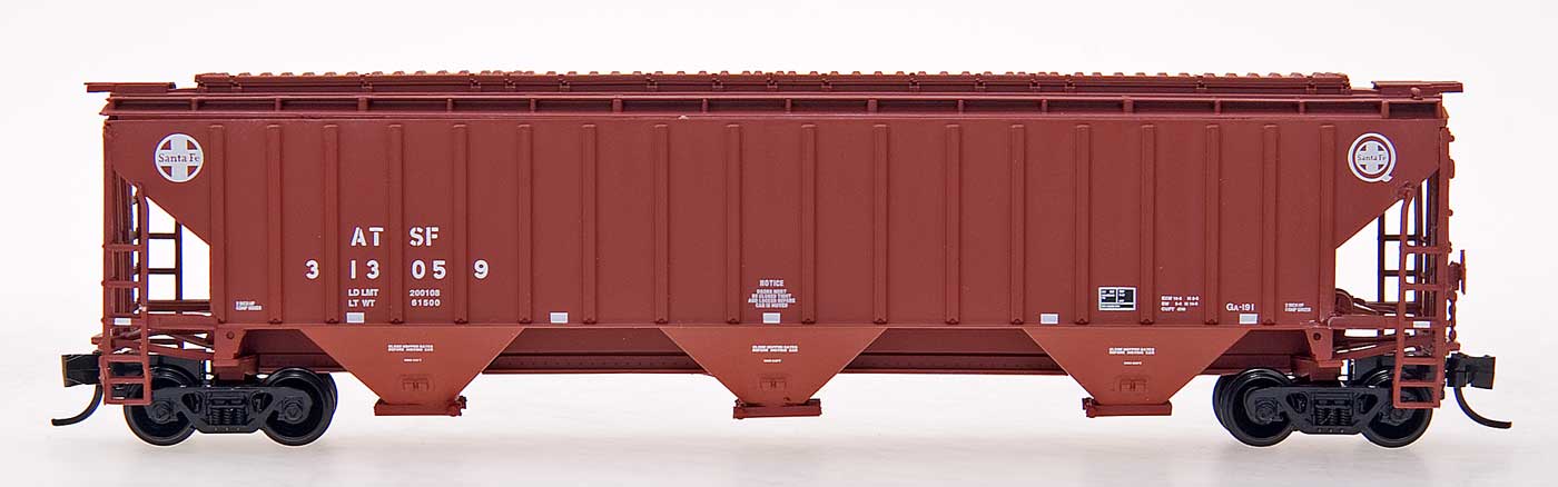 N 4750 Cubic Foot Rib-Sided 3-Bay Hopper - Santa Fe "Q"