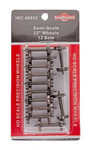 HO 33" Wheels SEMI SCALE - 12 Axles per pack