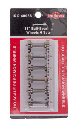 HO 33" Wheels BALL BEARING - 6 Axles per pack