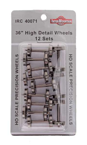 HO 36" Wheels HIGH DETAIL - 12 axles per pack