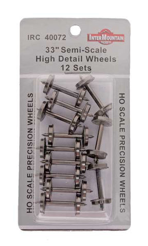 HO 33" Wheels HIGH DETAIL SEMI SCALE - 12 Axles per pack
