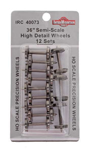 HO 36" Wheels HIGH DETAIL SEMI SCALE - 12 axles per pack