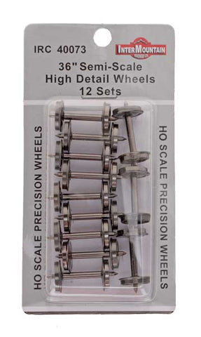 HO 36" Wheels HIGH DETAIL SEMI SCALE - 12 axles per pack