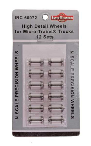 N Scale Wheels for Micro-Trains Trucks HIGH DETAIL - 12 Axles per pack